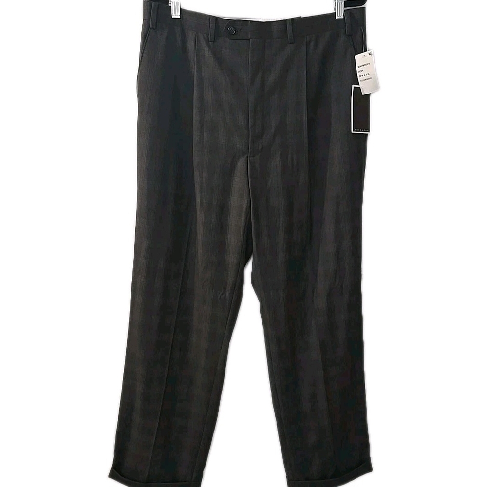 Sean John Mens Brown Classic fit Dress Pants Sz 38x32 Folded Hems NWT MSRP $120